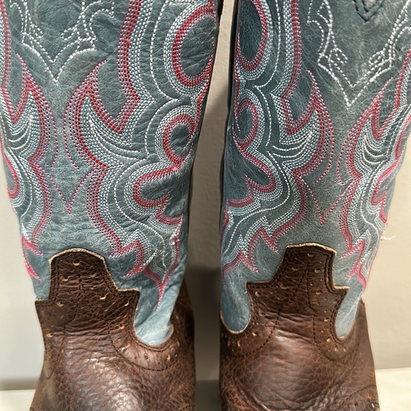 Justin Cowgirl Western Dark Brown Rawhide Boots L7305 Size 7 B Brown,Steel Blue - Picture 10 of 12